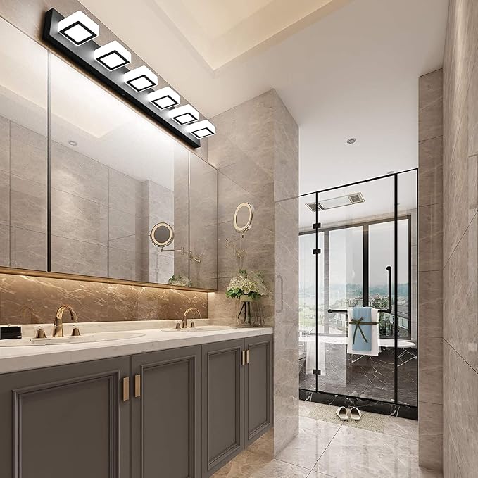 Ralbay 6 Lights LED Modern Dimmable Matte Black Vanity Light Acrylic Modern - Image 6