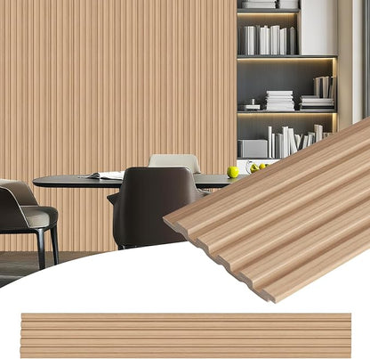 8-Pack 3D Slat Wall Panels — Soundproof Faux Wood Wall Panels by Unknown