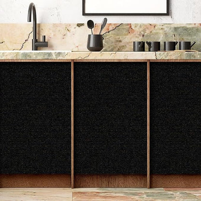 SHUFA Gold Black Cotton-Like Textured Grasscloth Wallpaper Matte Thick Real - Image 7