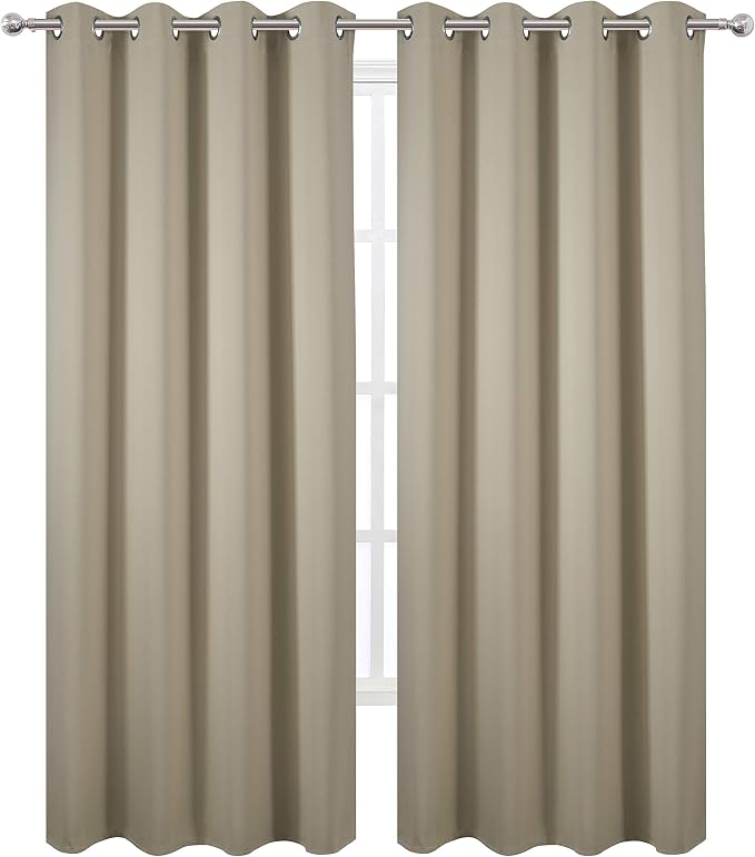 LEMOMO Blackout Curtains 66 x 95 inch/Beige Curtains Set of 2 Panels/Thermal - Image 2