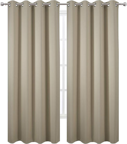 LEMOMO Blackout Curtains 66 x 95 inch/Beige Curtains Set of 2 Panels/Thermal - Image 2