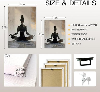 GELDSTEI Framed Zen Wall Art, Modern Yoga Girl Canvas Painting, Tranquil - Image 7