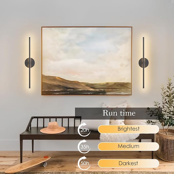KARTOOSH Battery Operated Wall Sconces, Dimmable Wall Sconces Set of Two - Image 4