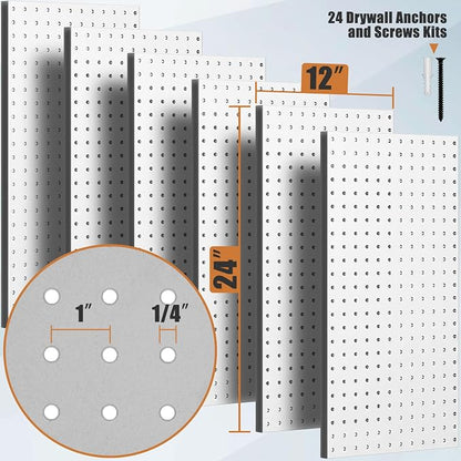 PBHEPJ 6 Pcs Metal Pegboard Panels, Heavy Duty Peg Boards - Image 3