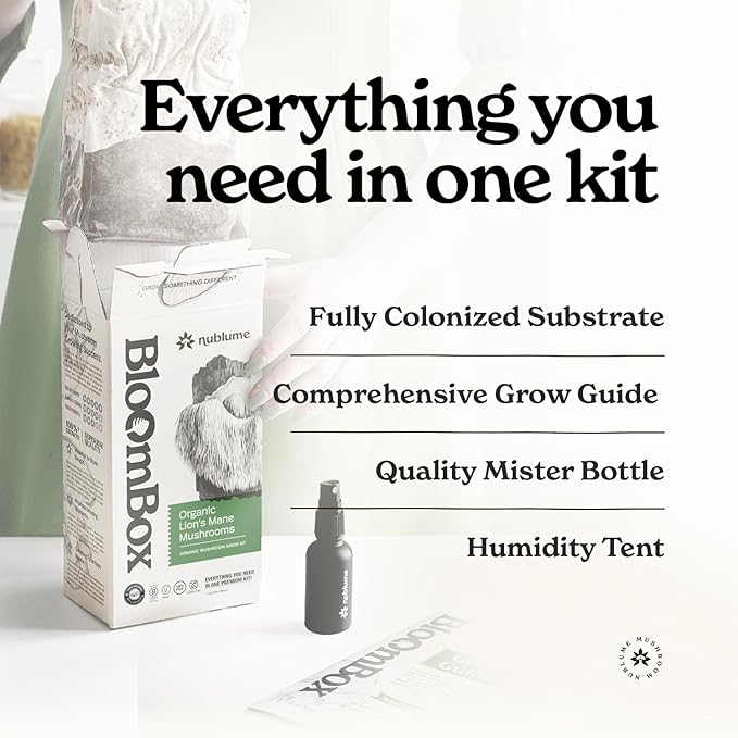 Lion's Mane Mushroom Grow Kit | Grow Your Own Fresh Gourmet Mushrooms at Home | Edible Indoor Mushroom Growing Kits Great Gift