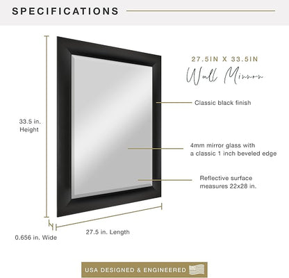 MCS Simplicity 22x28 Large Wall Mirror, Vertical & Horizontal Wall Hanging - Image 3