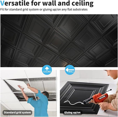 Art3d Drop Ceiling Tiles 24x24 Inch – Glue Up PVC Ceiling Tiles 2x2 Ft. - Image 8