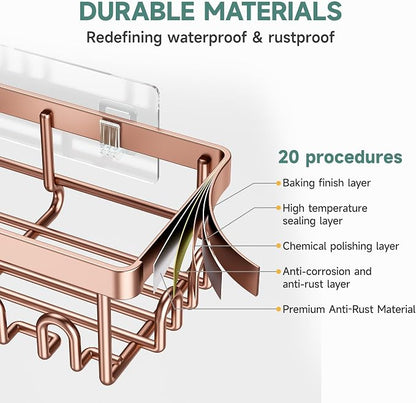 Veken Shower Caddy 6-Pack, No Drilling & Rustproof, Waterproof Adhesive Shelves - Image 4