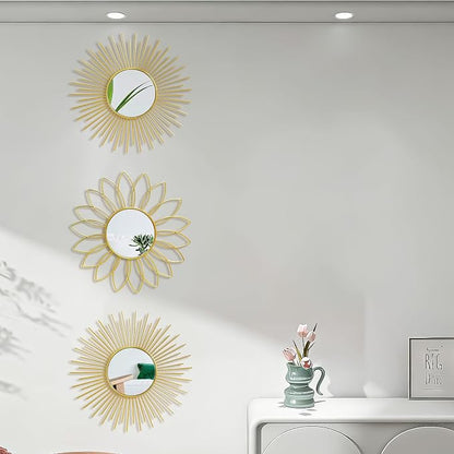 3 Pack Metal Mirrors for Wall Sunburst Wall Mirrors Home Décor Decorative - Image 4