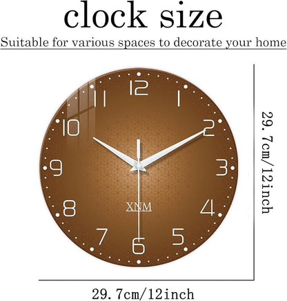 XNM Brown Wall Clock for Bedroom Glass Small Wall Clocks Battery Operated 12 - Image 3
