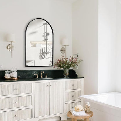 30" x 48" Black Arched Mirror, Arch Wall Mirror, Metal Frame Black Bathroom - Image 7
