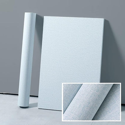 Yancorp Textured Fabric Grasscloth Peel and Stick Wallpaper Blue Contact Paper - Image 3