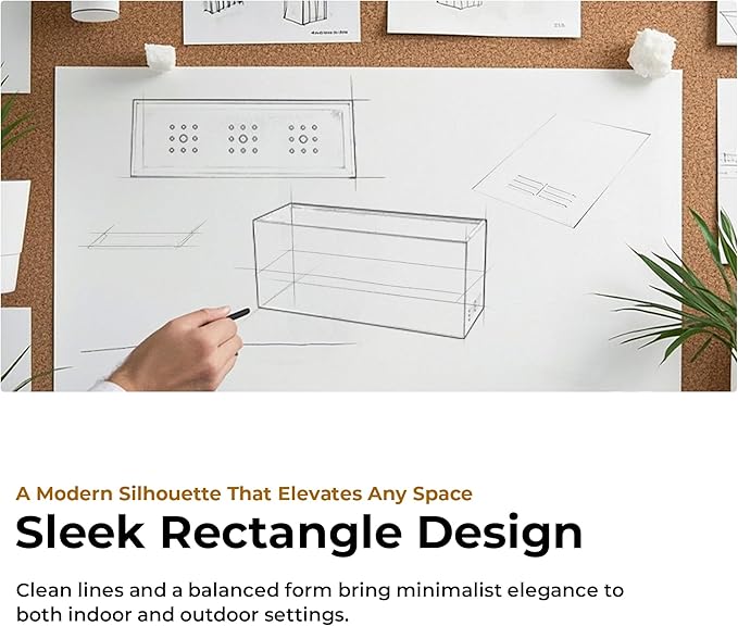 Worth Garden Metal Planter Box - 30" L x 11" W x 13" H Matte Bronze Heavy Duty Large Rectangular Steel Modern Plant Pot, Indoor Outdoor - Insert Plate with Drain Holes, Air Vents, No Assembly Required