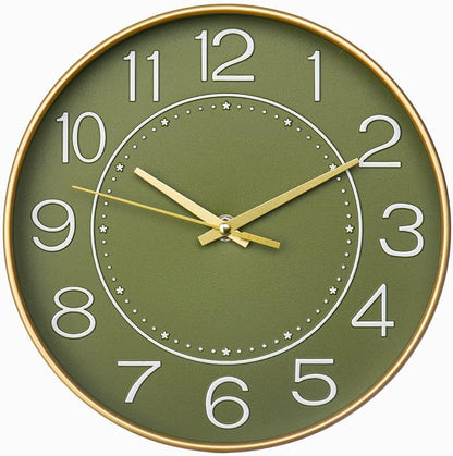 HZDHCLH Modern Wall Clocks Battery Operated, 10 inch Olive Green Clock by HZDHCLH