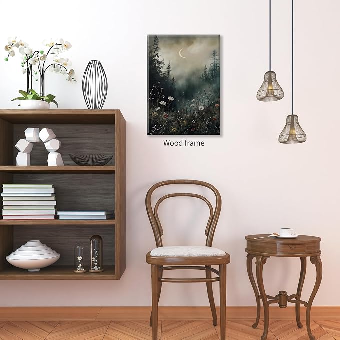 Dark Flower Field Poster Vintage Moody Academia Wall Art 12X16 inch Framed - Image 5
