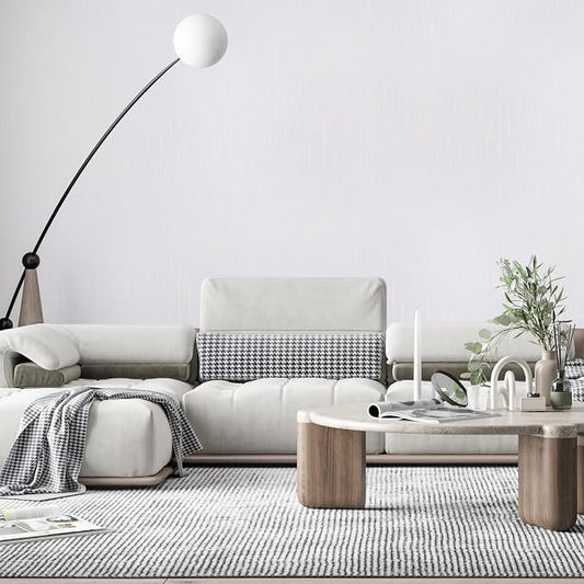 Grasscloth Peel and Stick Wallpaper White Gold Wallpaper 15.7"x 1181" Linen - Image 2