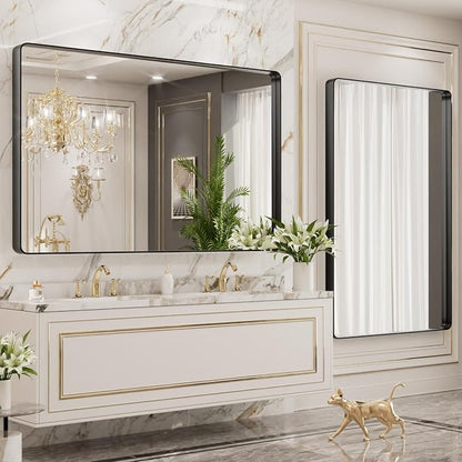LOAAO 55X36 Inch Black Metal Framed Bathroom Mirror - Image 4