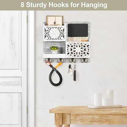 Mail Organizer Wall Mounted, 2 Slots Key Holder - Image 7