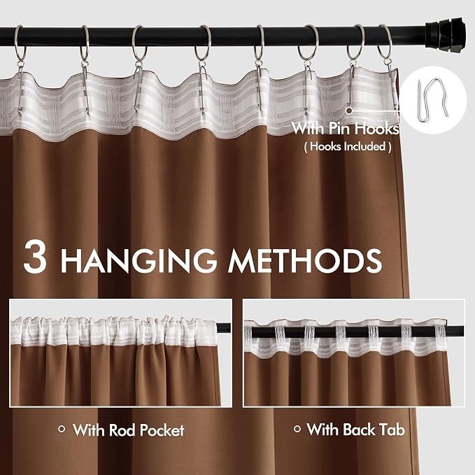 MIULEE Back Tab Blackout Curtains 108 Inch Long 2 Panels Set - Image 3