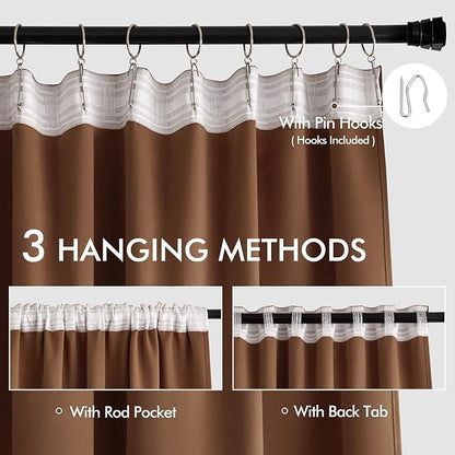 MIULEE Back Tab Blackout Curtains 108 Inch Long 2 Panels Set - Image 3