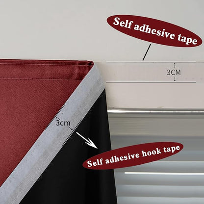 AJAZZ 100% Black Out Curtains Adhesive Blackout Temporary Curtain Rod No - Image 6