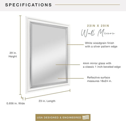 MCS 23x29 Large Wall Mirror, Vertical & Horizontal Wall Hanging Mirror - Image 3