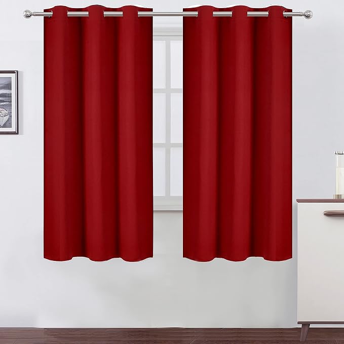 LEMOMO Red Blackout Curtains 40 x 63 Inch Length/Set of 2 Curtain by Lemomo