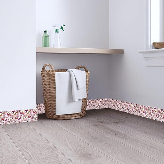 Pink Floral Wallpaper Border 196x4 Inch Peel and Stick Wall Border Removable - Image 2