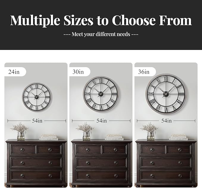 Cuspin Large Wall Clock for Living Room Decor, 30 Inch Round Farmhouse Wall - Image 6