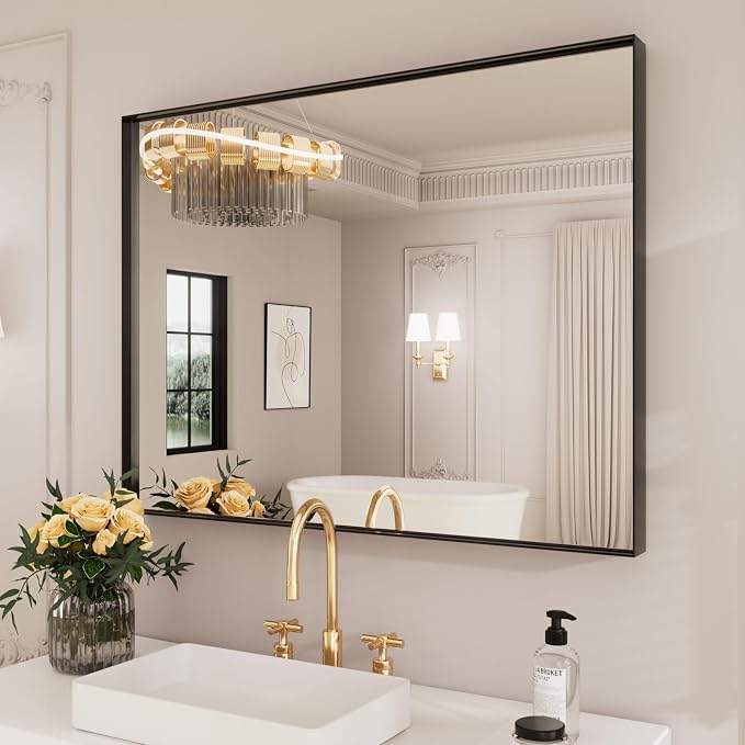 LOAAO Black Bathroom Mirror 30"X36" by LOAAO