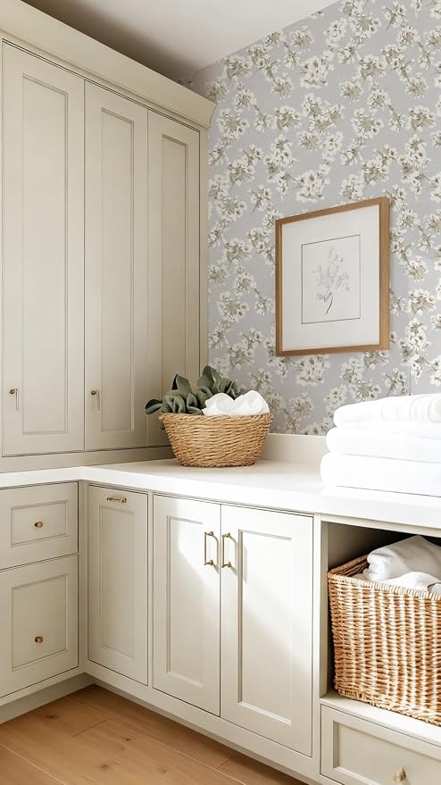 Floral Peel and Stick Wallpaper Farmhouse Pear Blossom Vintage Wallpaper - Image 6