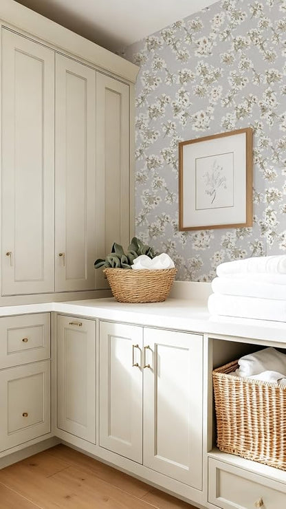 Floral Peel and Stick Wallpaper Farmhouse Pear Blossom Vintage Wallpaper - Image 6