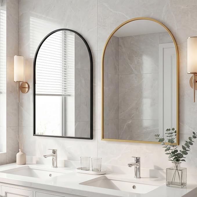OLIXIS 24x36 Inch Arched Black Bathroom Mirror - Image 2