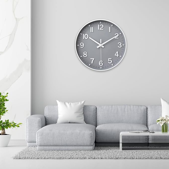 HZDHCLH Wall Clocks Battery Operated, Wall Clock Gray, 10 inch Wall Clock - Image 9