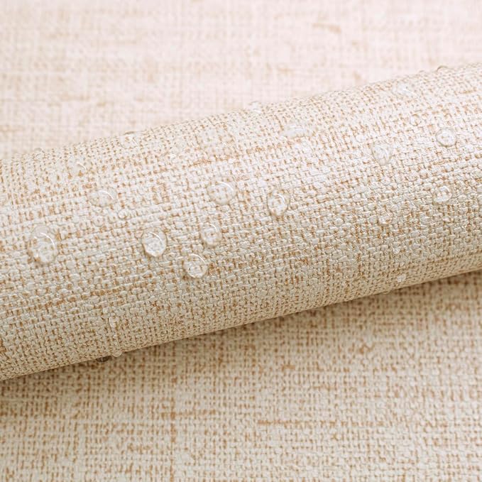 Beige Grasscloth Peel and Stick Wallpaper Textured Contact Paper 15.7inch x - Image 6