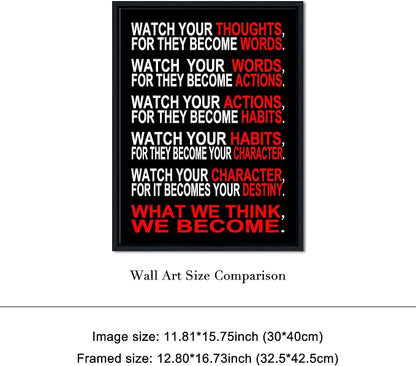 Pyradecor Black Framed Canvas Wall Art Inspirational Poster Office Positive - Image 4
