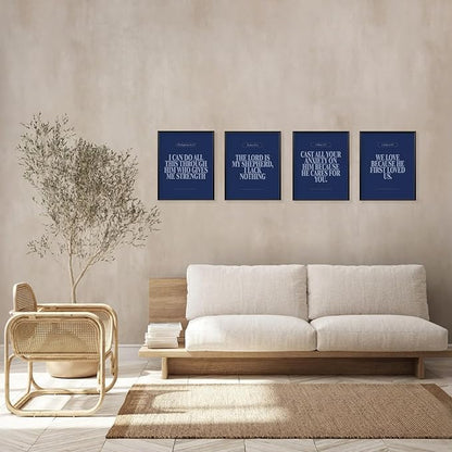 Locomiss Navy Blue Christian Wall Art Decor Posters, Minimalist Jesus Scripture - Image 4