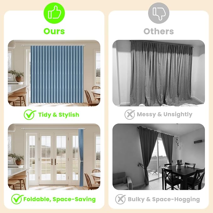 AJAZZ Blackout Accordion Door Curtain 98"x78" Blue - Image 2