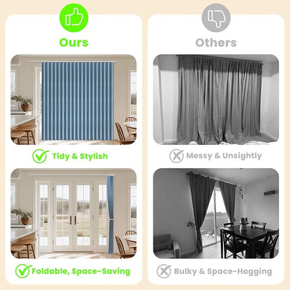 AJAZZ Blackout Accordion Door Curtain 98"x78" Blue - Image 2