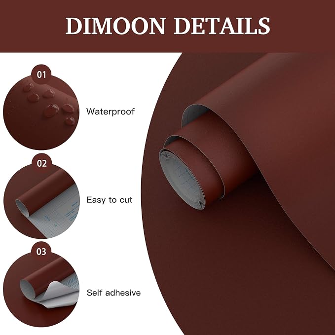 Dimoon 394"x17.7" Peel and Stick Wallpaper Dark Red Contact Paper - Image 5