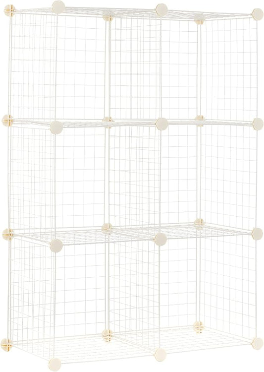 Amazon Basics 6 Cube Wire Grid Storage Organizer, Stackable Storage Cubes by AmazonBasics