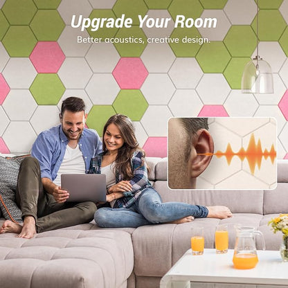 12 Pack High Density Hexagon Acoustic Panels, TONOR 12"x 10"x 0.4" Soundproof - Image 3