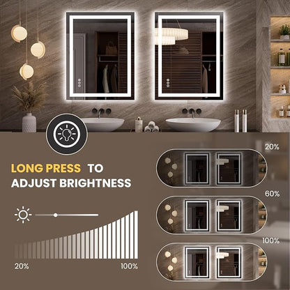 LOAAO 27.6"x35.4" LED Mirror for Bathroom, Lighted Bathroom Mirror - Image 3