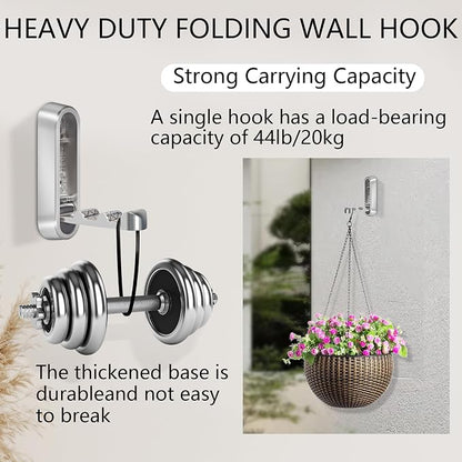 4PCS Foldable Wall Hooks, Heavy Duty Zinc Alloy Folding Wall Hooks, Folding - Image 6