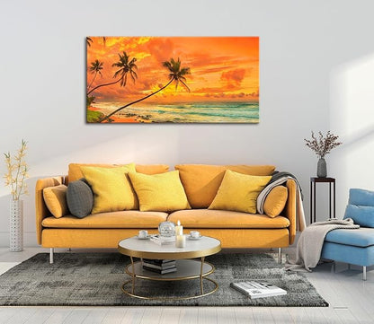 Beach Sunset Wall Art, Large Canvas Painting - Image 2
