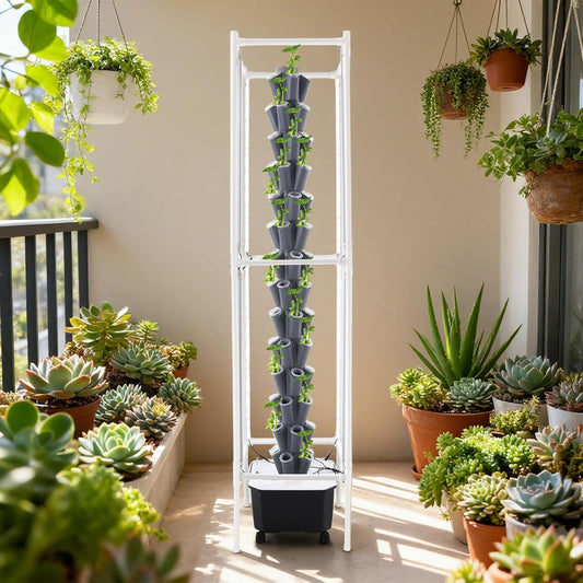 Hydroponic Growing Tower System Kit, 70-Plant Vertical Hydroponics Garden Tower with LED Grow Light, for Outdoor Indoor Herbs Fruits Vegetables Smart Garden Planter Kit