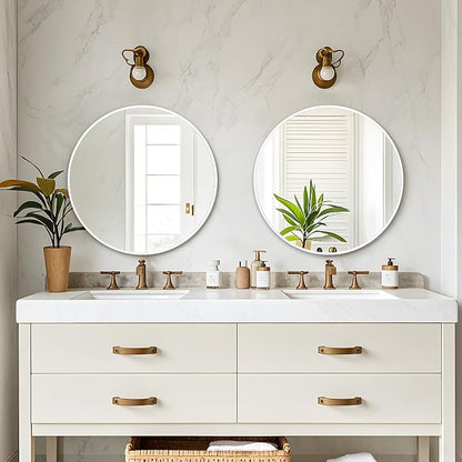 Fabuday White Round Mirror for Bathroom - Image 2