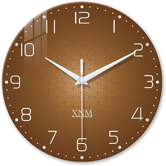 XNM Minimalist Wall Clock for Office Round Brown Wall Clock Battery Operated 20 by XNMwallclock