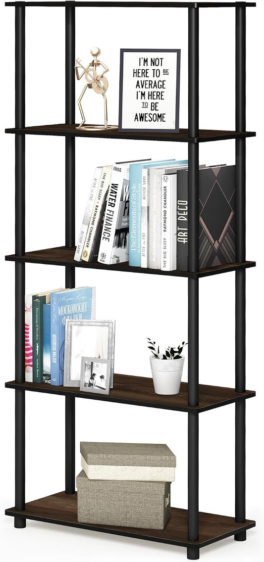 Furinno TURN-N-TUBE Storage Shelves, 5-Tier Book Shelf, Corner Shelf, Toolless by Furinno-FitsYourSpaceFitsYourBudget