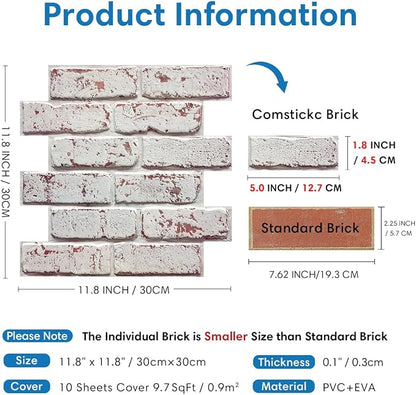 3D Whitewash Brick Wall Panel Peel and Stick - Image 4